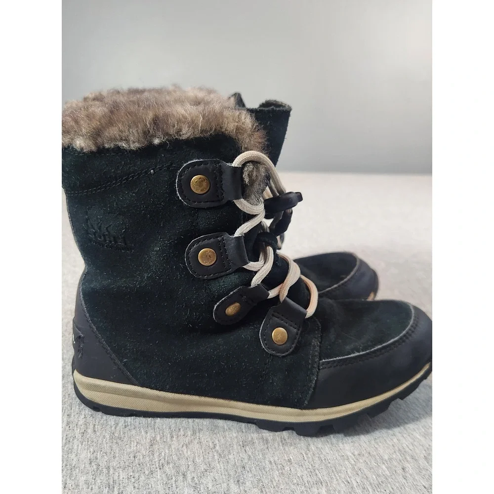 Sorel Joan of Arctic Youth 3 Black Waterproof Faux Fur Winter Boots NY2329
